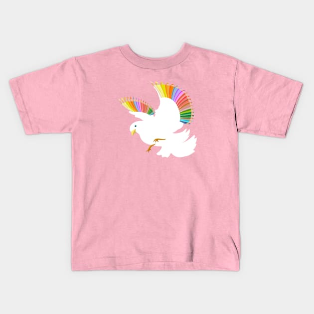 Peace Rainbow Dove Kids T-Shirt by BullShirtCo